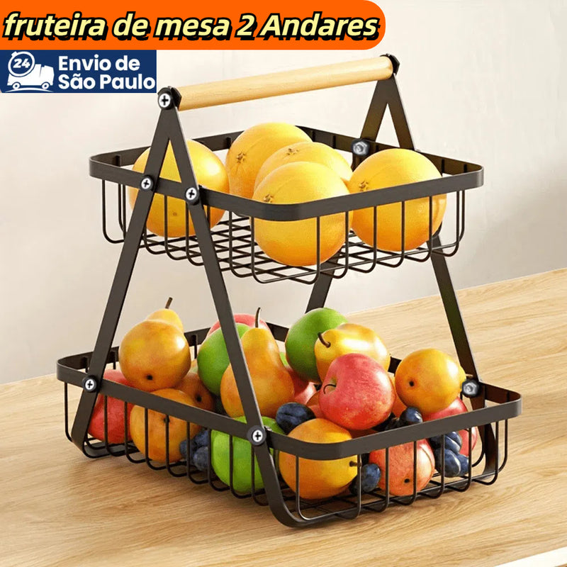 Fruteira Aramada Premium Multiuso – 2 ou 3 Andares  Design Elegante e Exclusivo