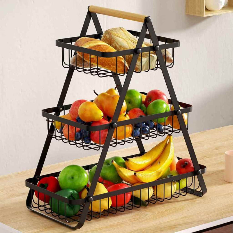 Fruteira Aramada Premium Multiuso – 2 ou 3 Andares  Design Elegante e Exclusivo