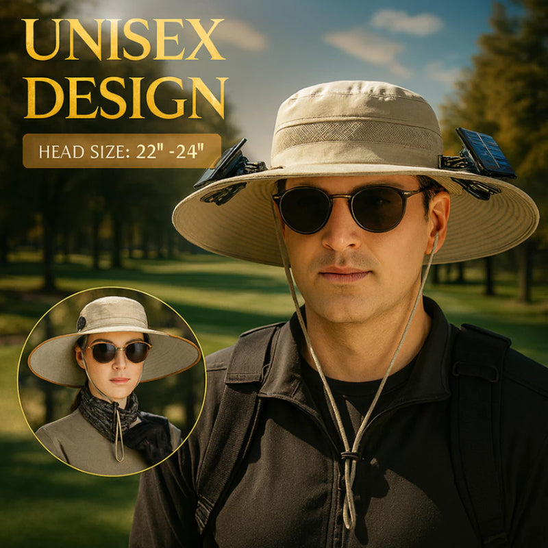 Chapéu de Sol com Ventilador Solar – Refresque-se com Estilo e Proteção em Qualquer Lugar!