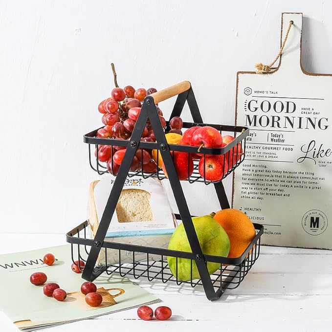 Fruteira Aramada Premium Multiuso – 2 ou 3 Andares  Design Elegante e Exclusivo